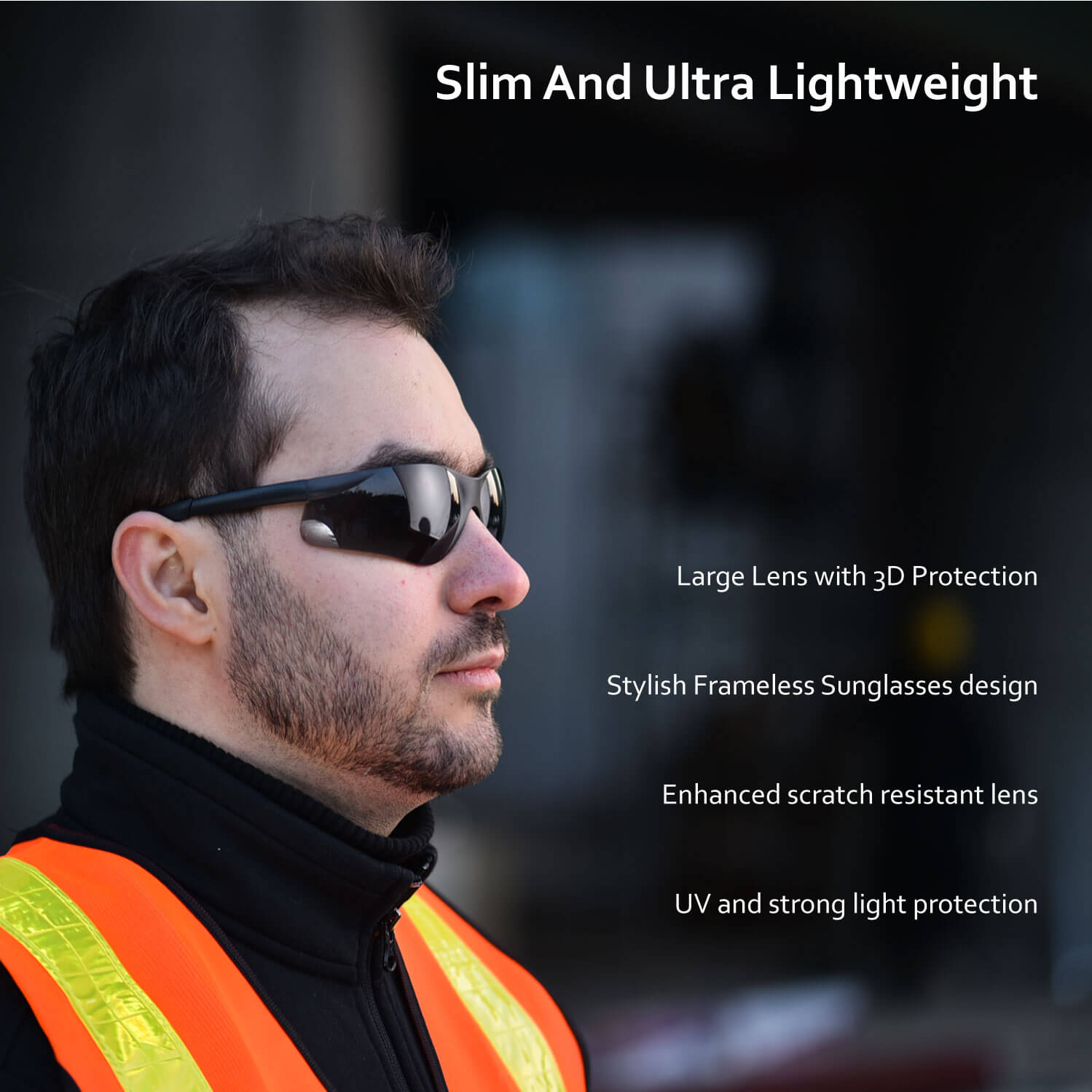 Safeyear Black Tinted Dark Lenses Safety Glasses for Men & Women