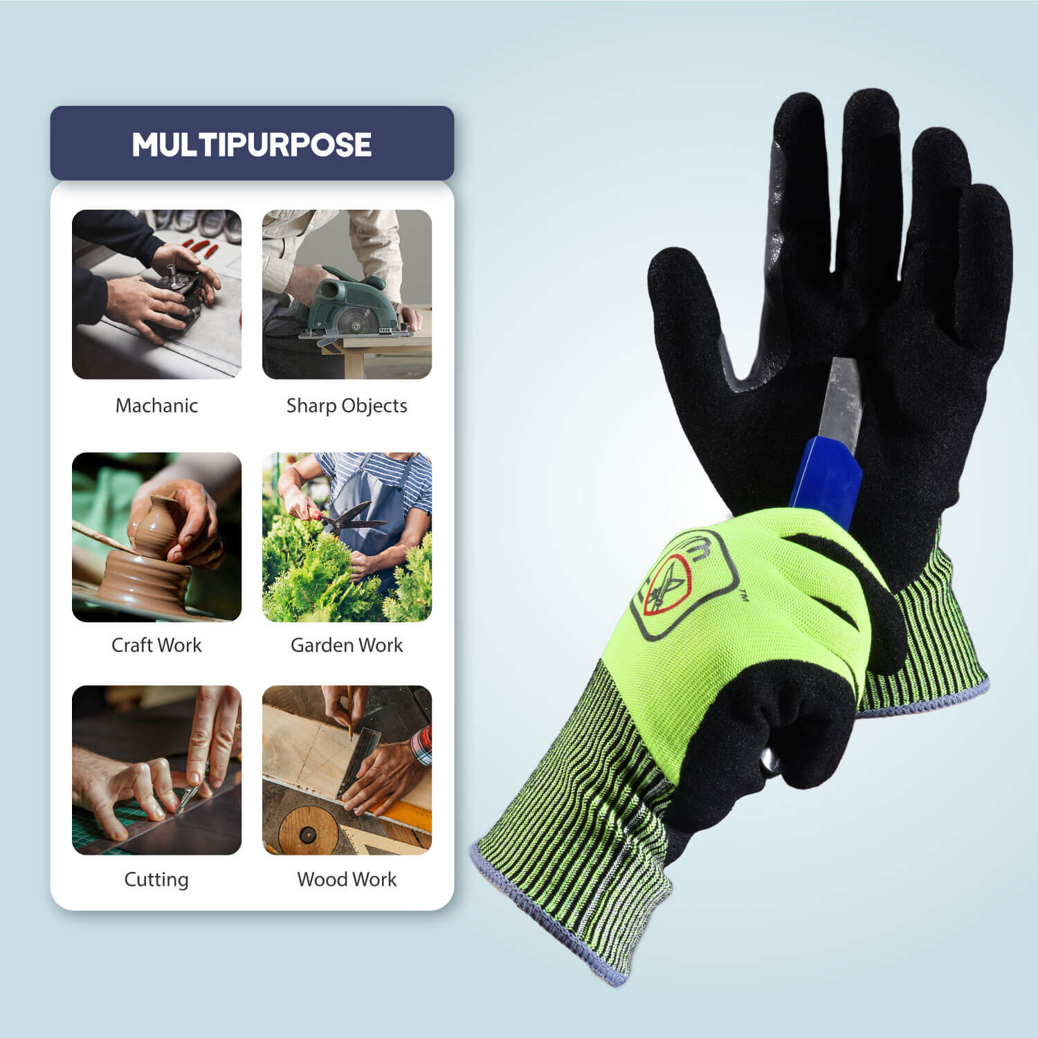 SAFEYEAR Cut Resistant Gloves,Strengthen Between The Thumb & Index Level 5 Protection