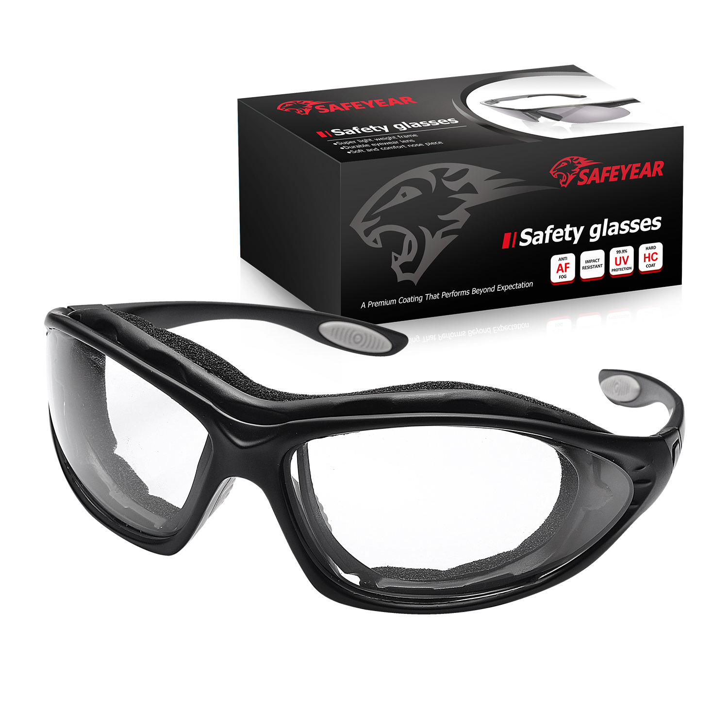 Safeyear Fogless Z87 Safety Glasses Goggles for Men & Women Safetoe