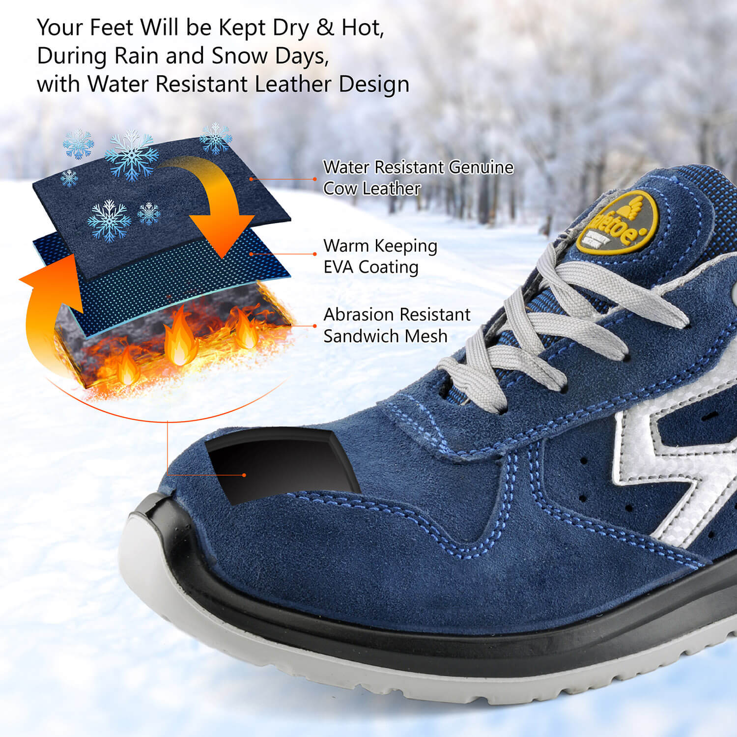 Safetoe Breathable Lightweight Safety Work Shoes with Composite Toe