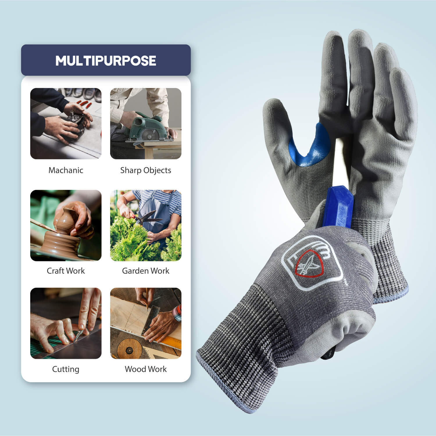 SAFEYEAR Cut Resistant Work Gloves Safety Gloves Level 5 Protection