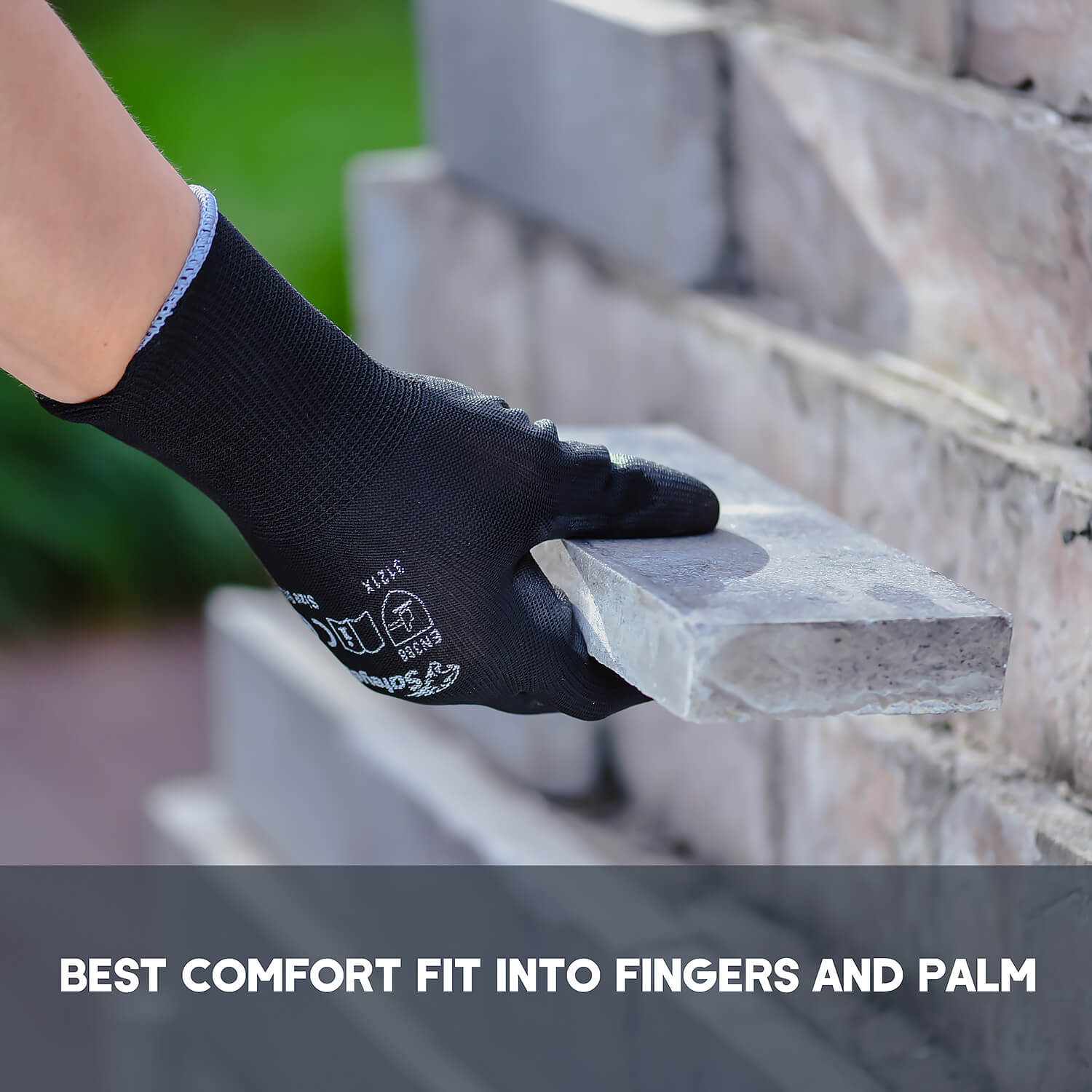 SAFEYEAR 12 Pairs Black Safety Gloves PU Coated Work Gloves for General Duty Work, Good Grip Gardening Gloves